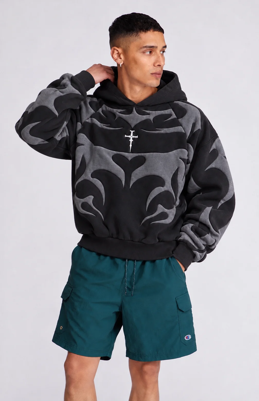 Unisex Tribal Shadow Depth Hoodie | 3D Puff Print Streetwear