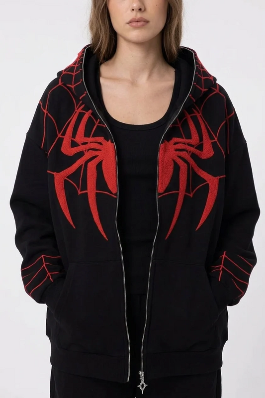 Spiderman Embroidered Hoodie | Premium Zip-Up Streetwear