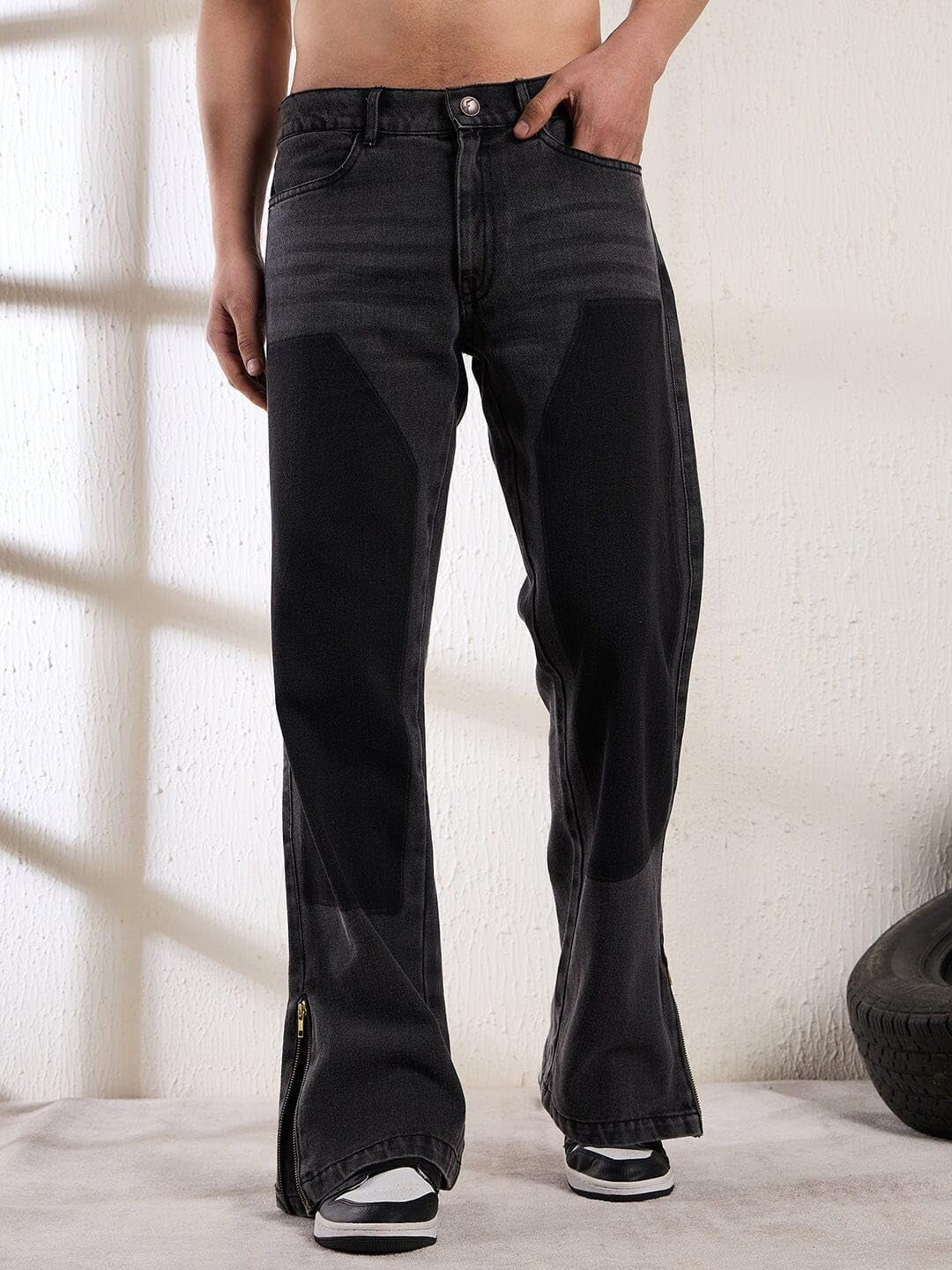 Bootcut zipper jeans black