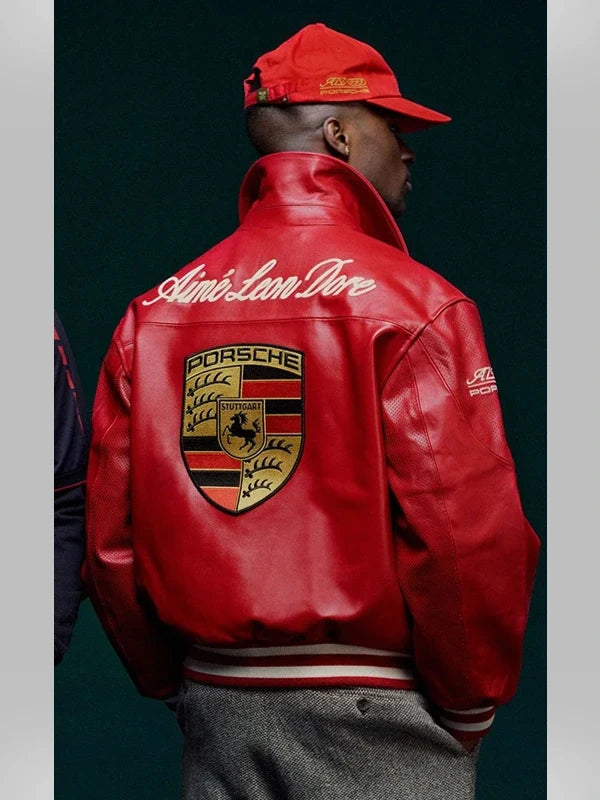 Red Porsche 993 Leather Racing Jacket - Premium Faux Leather (Unisex)