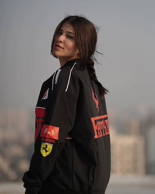 Black Ferrari Jacket - F1 Inspired Retro-Modern Streetwear India
