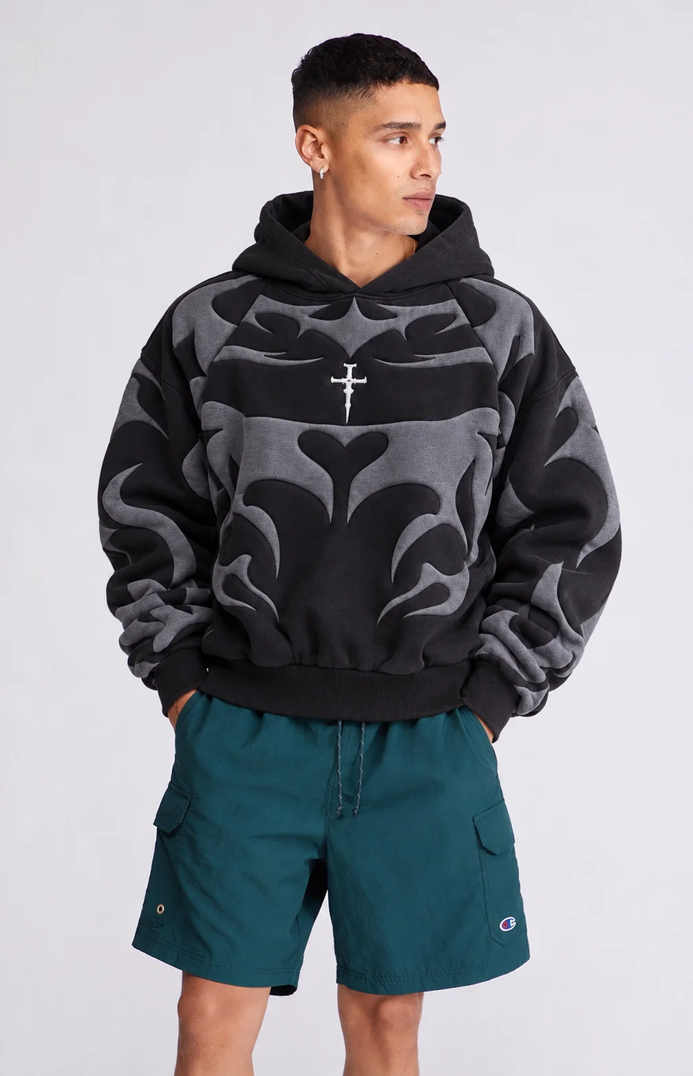 Unisex Tribal Shadow Depth Hoodie | 3D Puff Print Streetwear