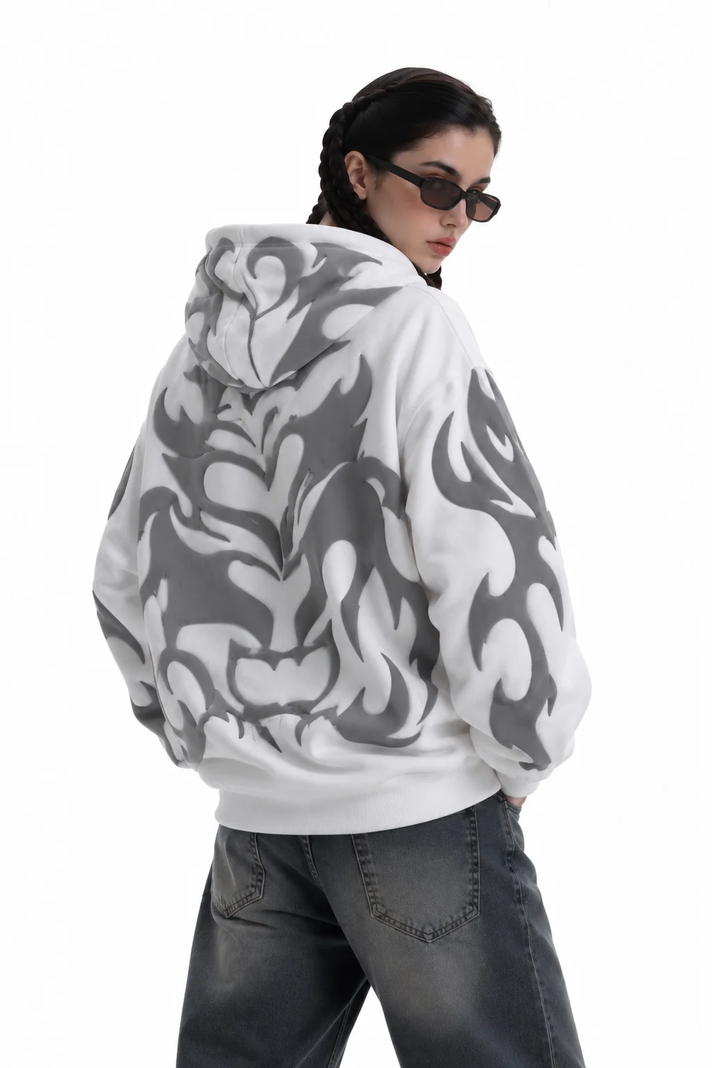 Unisex Tribal Shadow Depth Hoodie | 3D Puff Print Streetwear