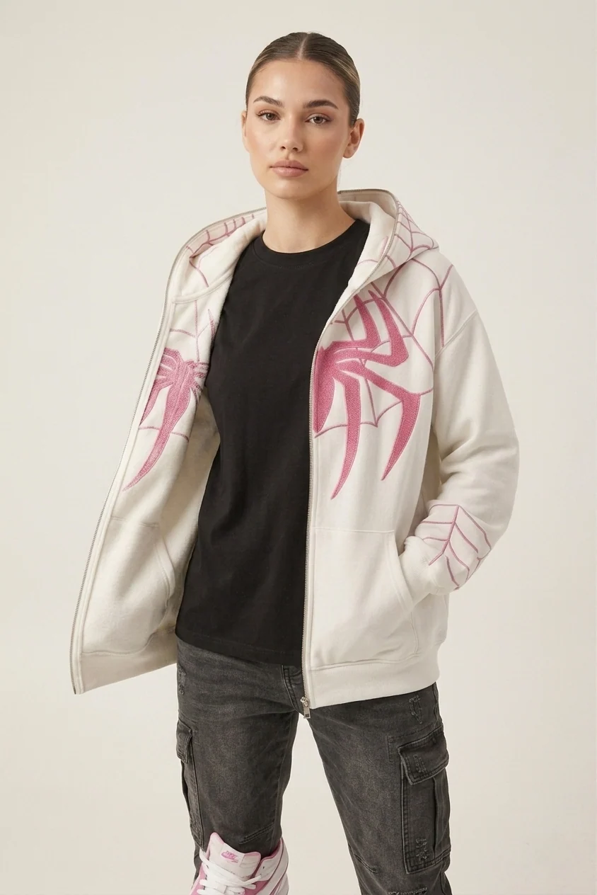 Spiderman Embroidered Hoodie | Premium Zip-Up Streetwear