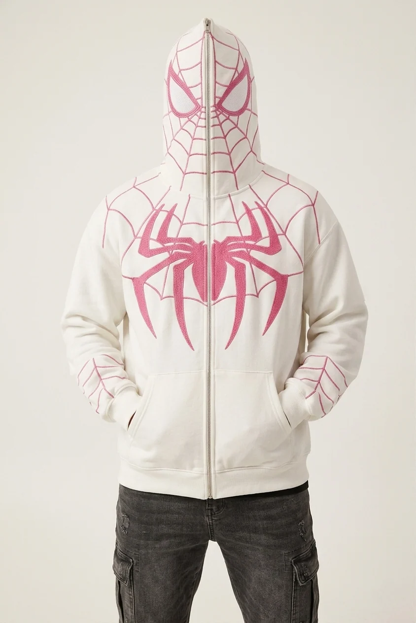 Spiderman Embroidered Hoodie | Premium Zip-Up Streetwear