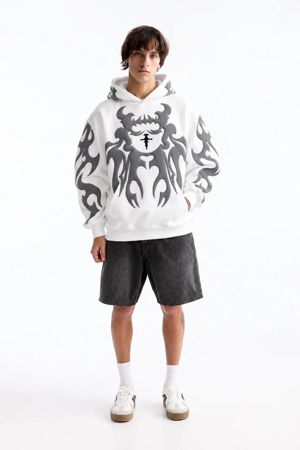 Unisex Tribal Shadow Depth Hoodie | 3D Puff Print Streetwear