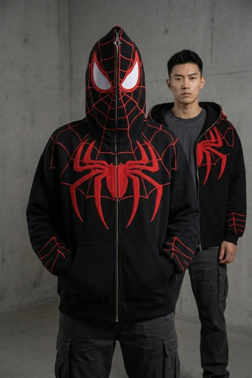 Spiderman Embroidered Hoodie | Premium Zip-Up Streetwear