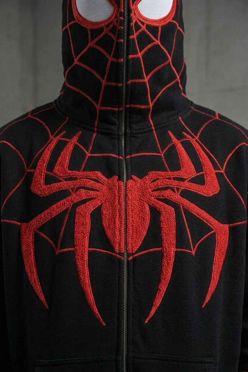 Spiderman Embroidered Hoodie | Premium Zip-Up Streetwear