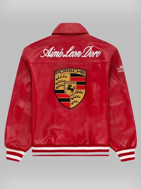 Red Porsche 993 Leather Racing Jacket - Premium Faux Leather (Unisex)