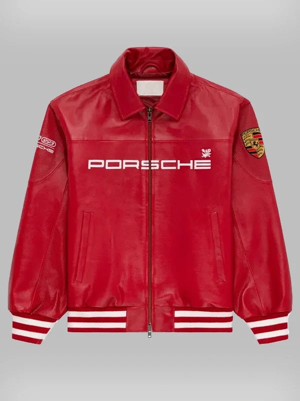 Red Porsche 993 Leather Racing Jacket - Premium Faux Leather (Unisex)